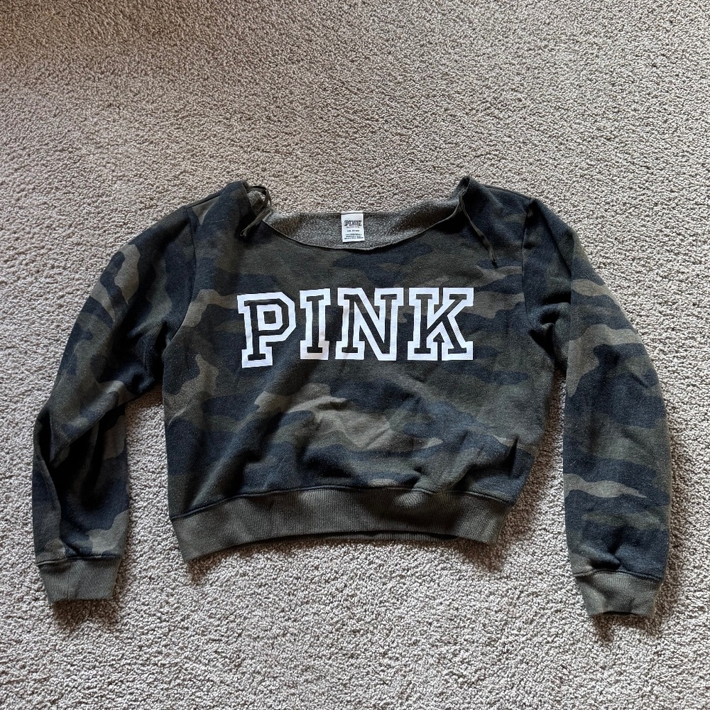 PINK by Victoria’s Secret Camo Cropped Sweatshirt – Women’s L
